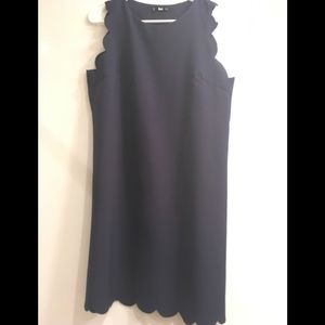 Navy Scalloped Shift Dress
